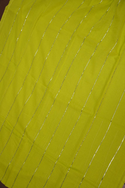 Mulmul Cotton Saree with Tassels - Parrot Green