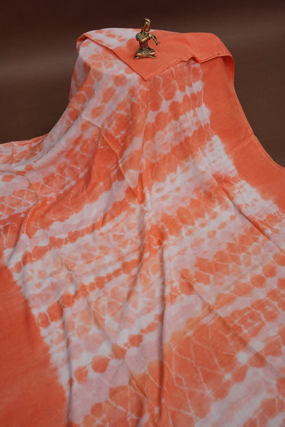 Mulmul Cotton Saree with Tassels - Peach