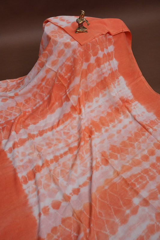 Mulmul Cotton Saree with Tassels - Peach