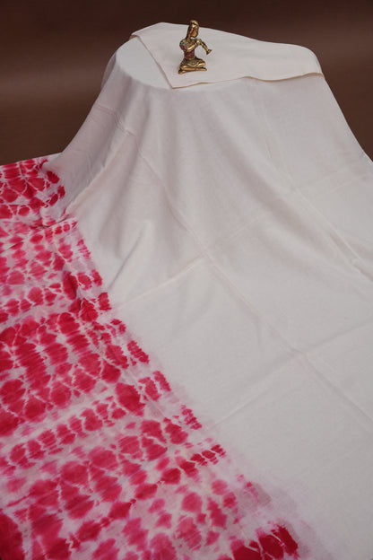 Mulmul Cotton Saree with Tassels - Pink