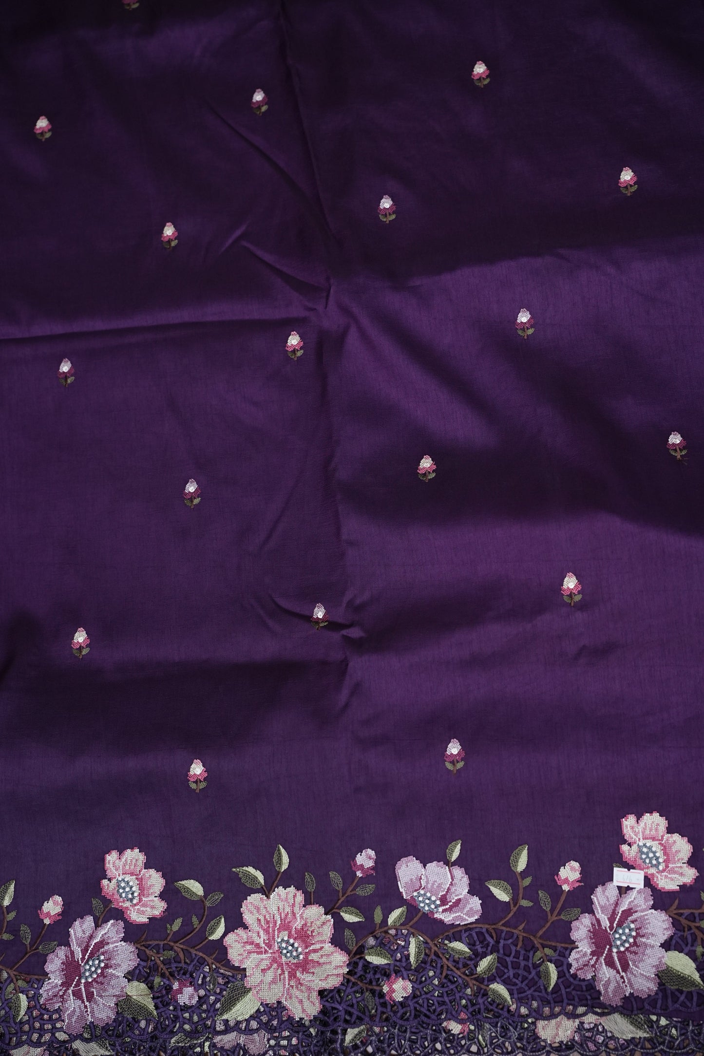Party Wear Embroidered Soft Organza Saree – Royal Purple Floral Elegance