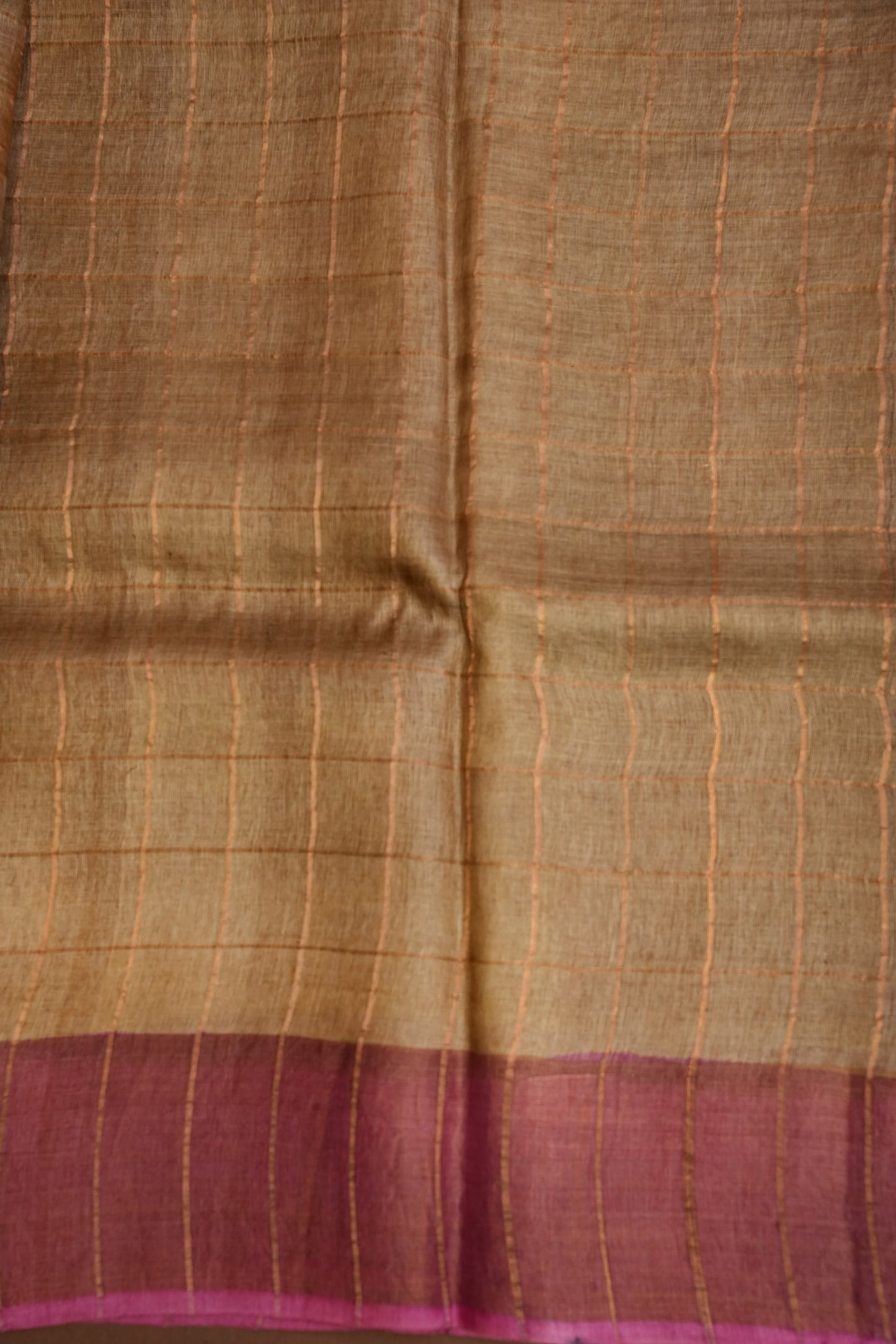 Pure Tussar Silk Saree with Hand-Painted Kalamkari Blouse | Silk Mark Certified