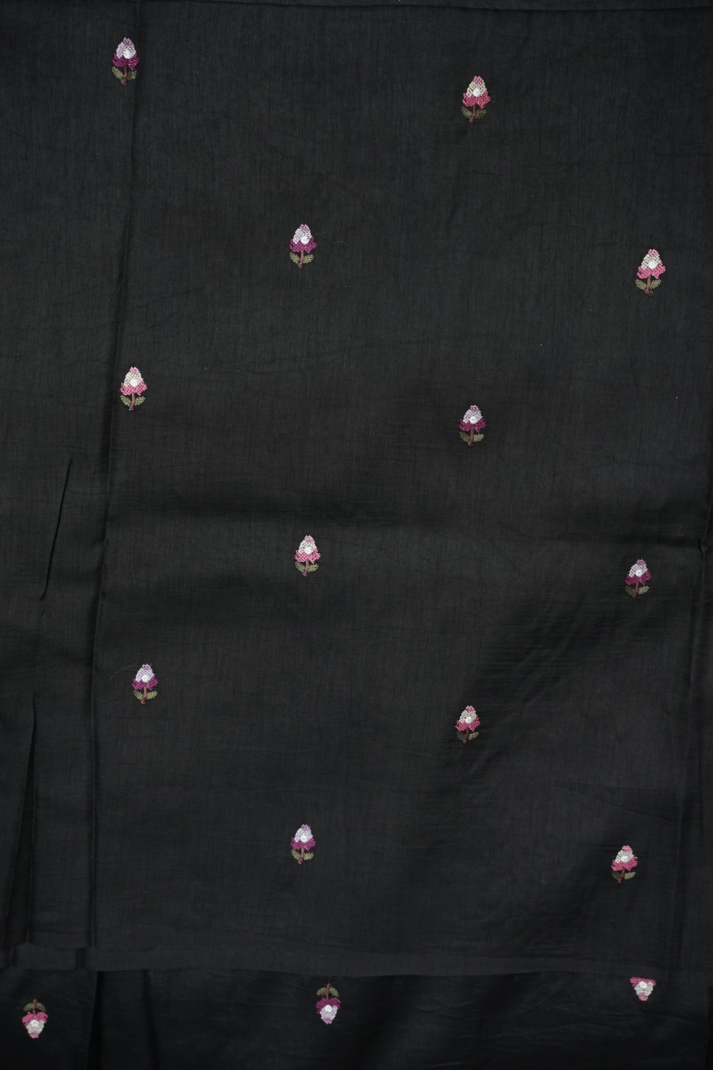 Party Wear Embroidered Soft Organza Saree – Classic Black Floral Elegance