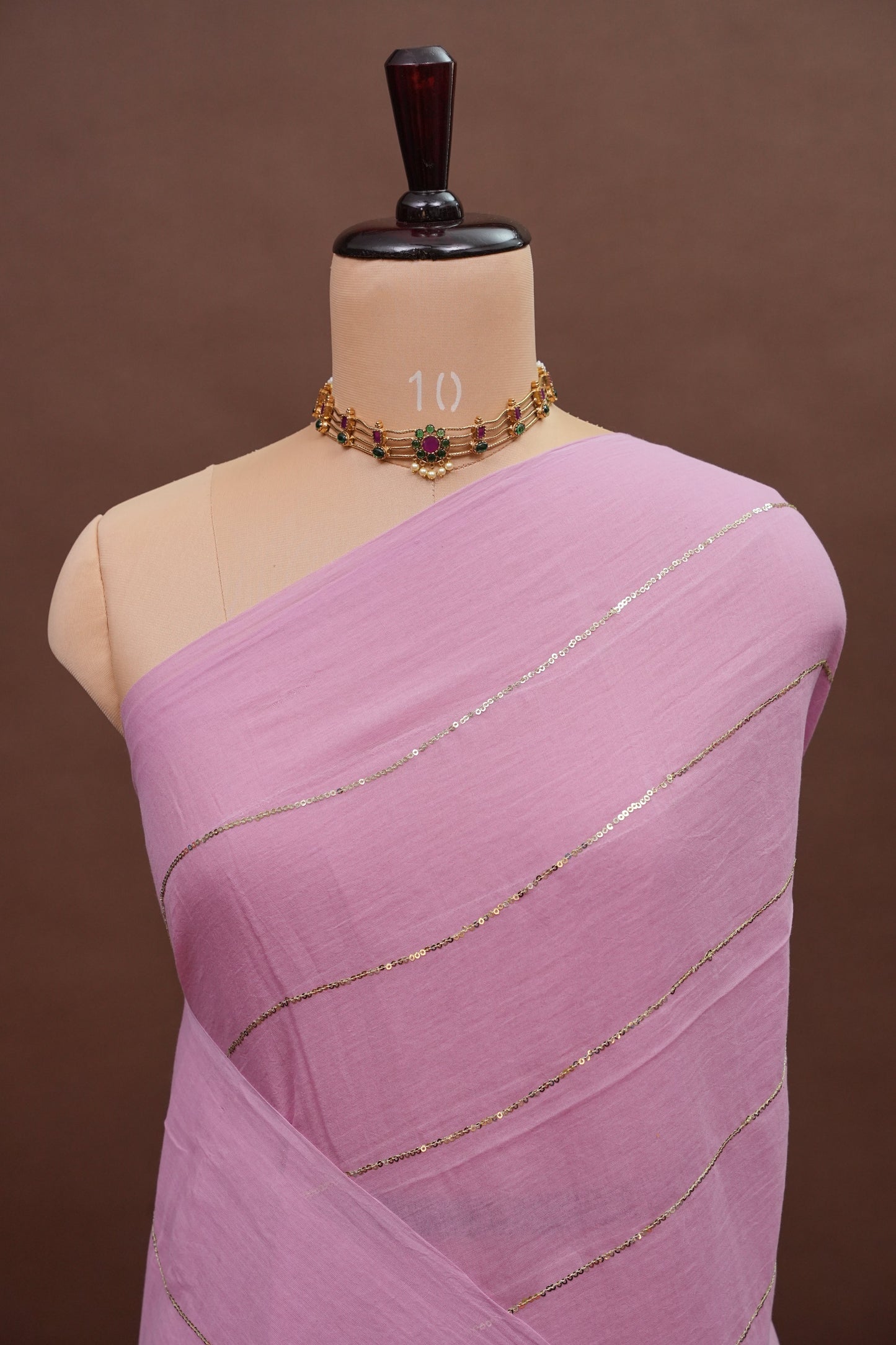 Mulmul Cotton Saree with Tassels - Baby Pink
