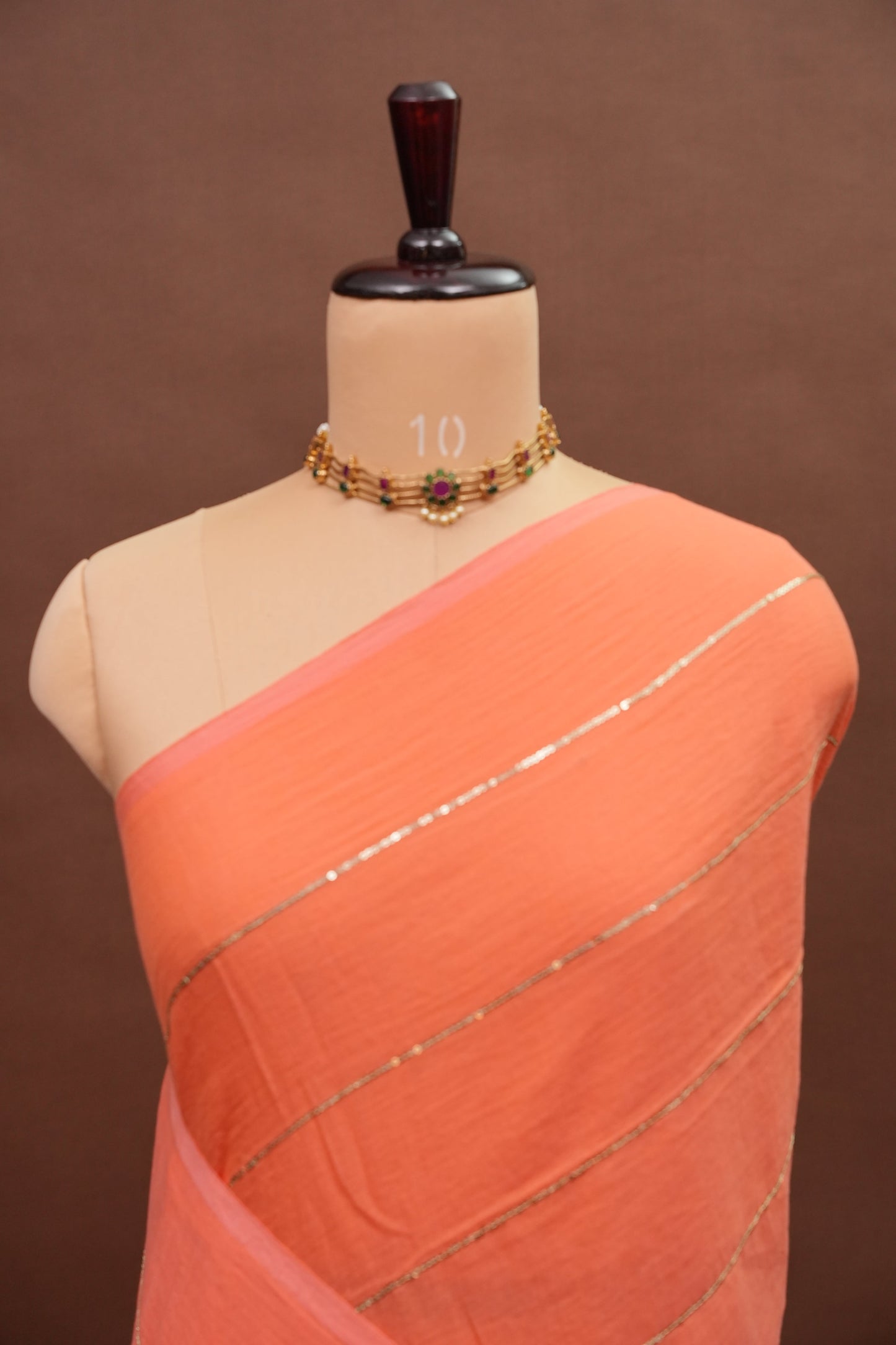 Mulmul Cotton Saree with Tassels - Peach Orange