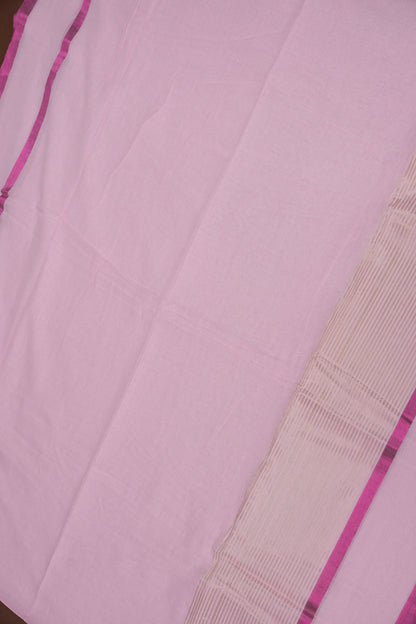 Mulmul Cotton Saree with Tassels - Baby Pink