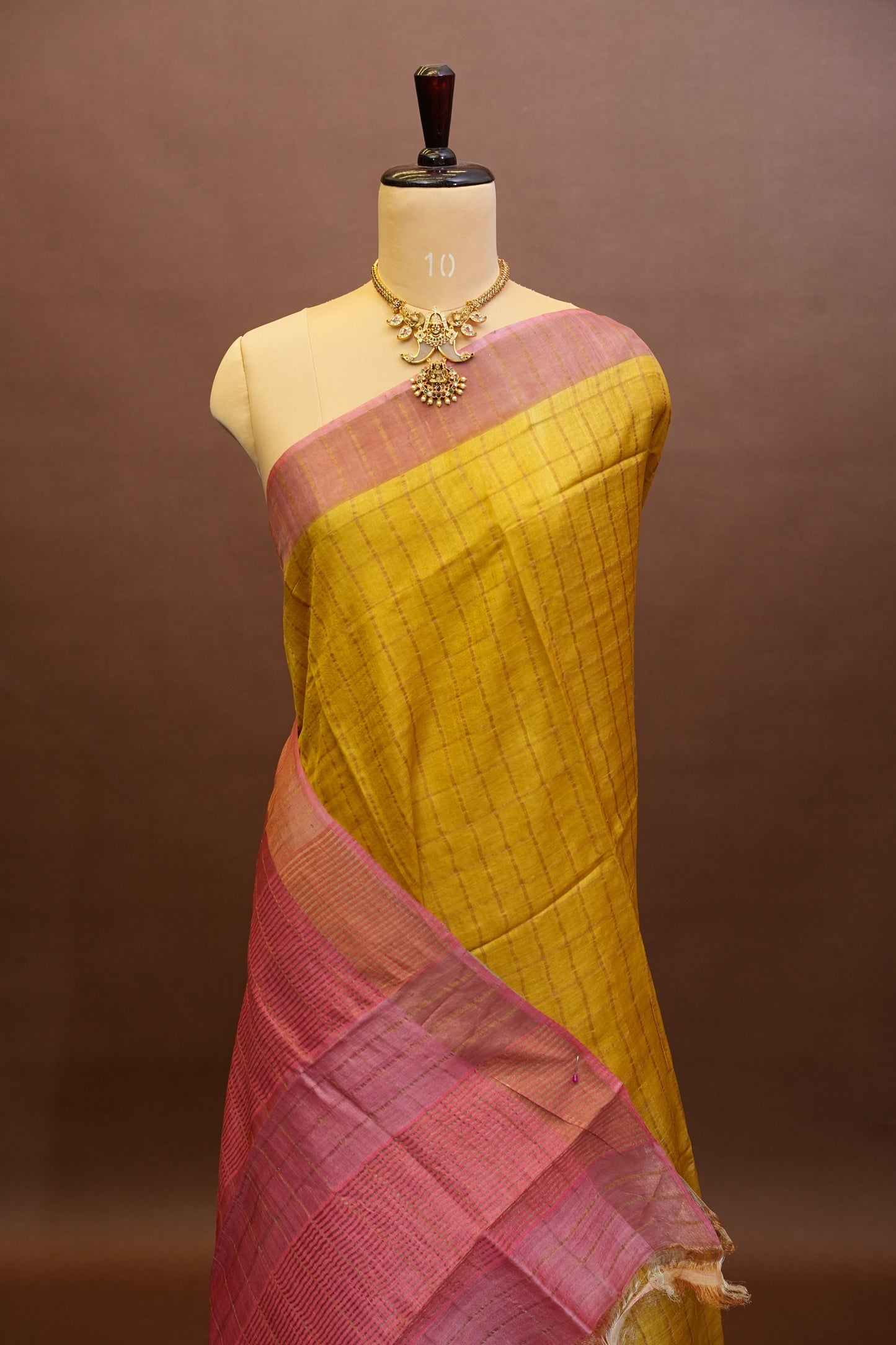 Pure Tussar Silk Saree with Handpainted Blouse-Yellow|Silk Mark Certified