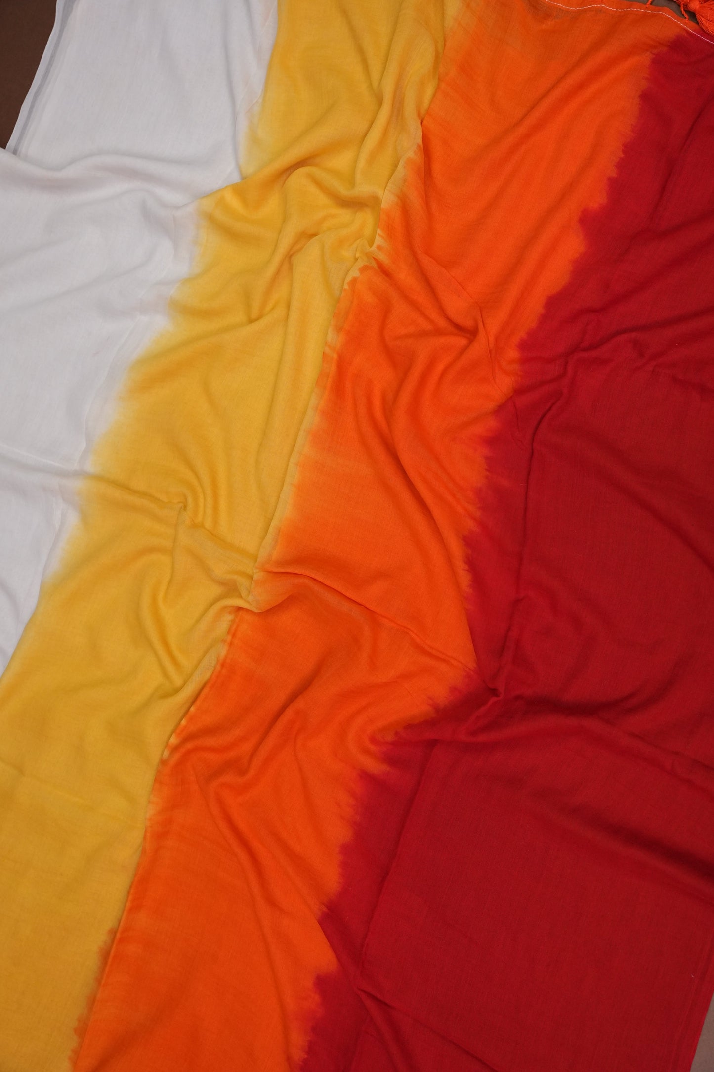 Mulmul Cotton Saree with Tassels - Multicolor