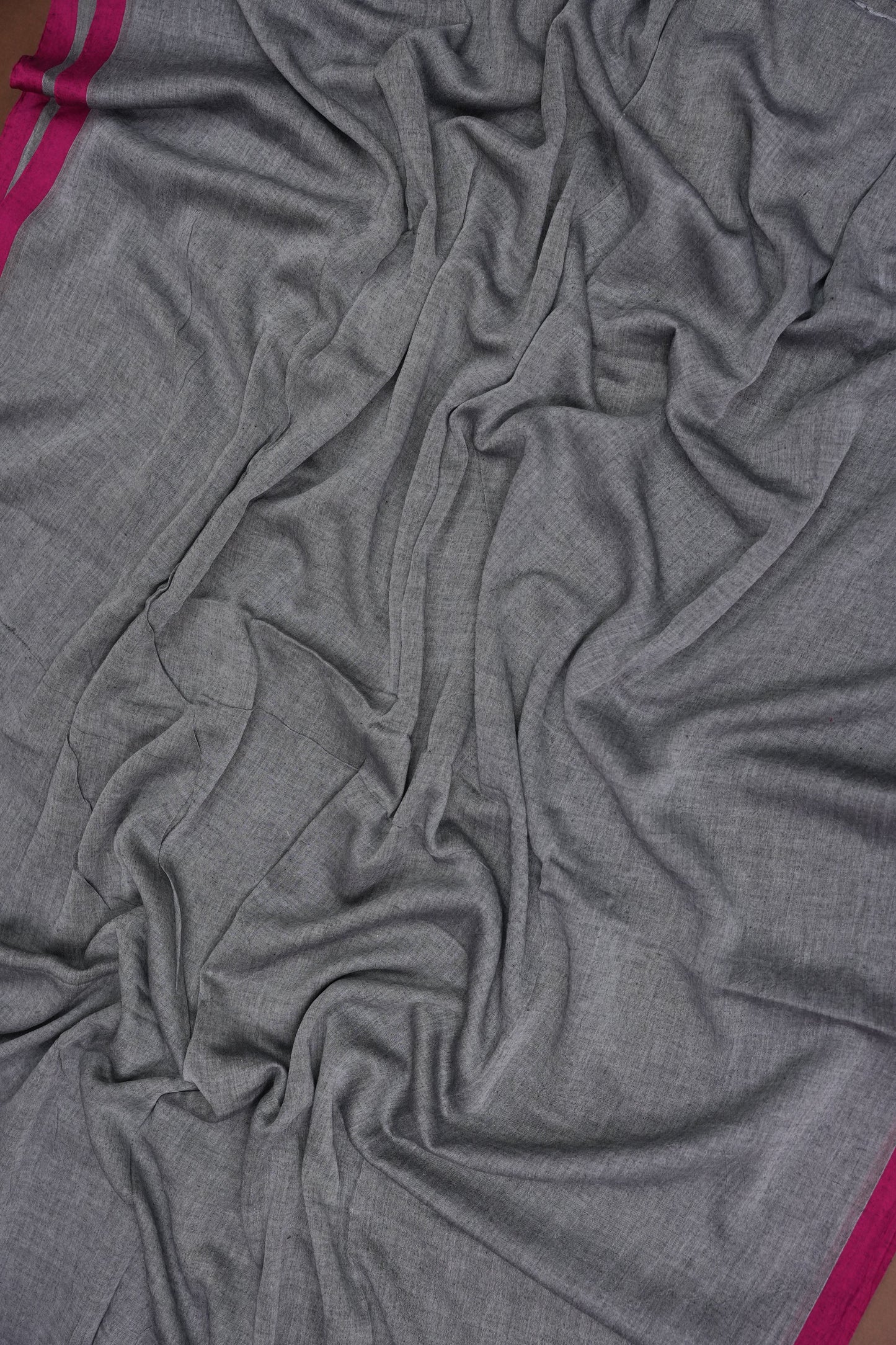 Mulmul Cotton Saree with Tassels - Grey