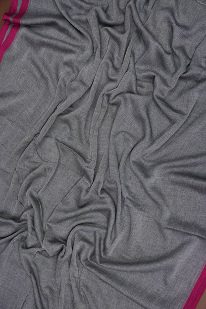 Mulmul Cotton Saree with Tassels - Grey