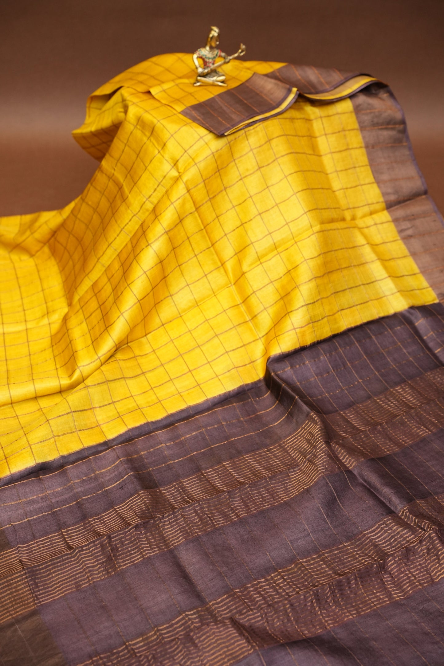 Pure Tussar Silk Saree with Handpainted Blouse-|Silk Mark Certified