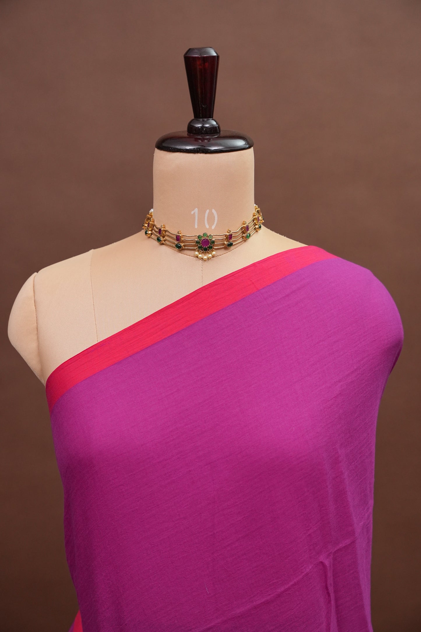Mulmul Cotton Saree with Tassels - Pink