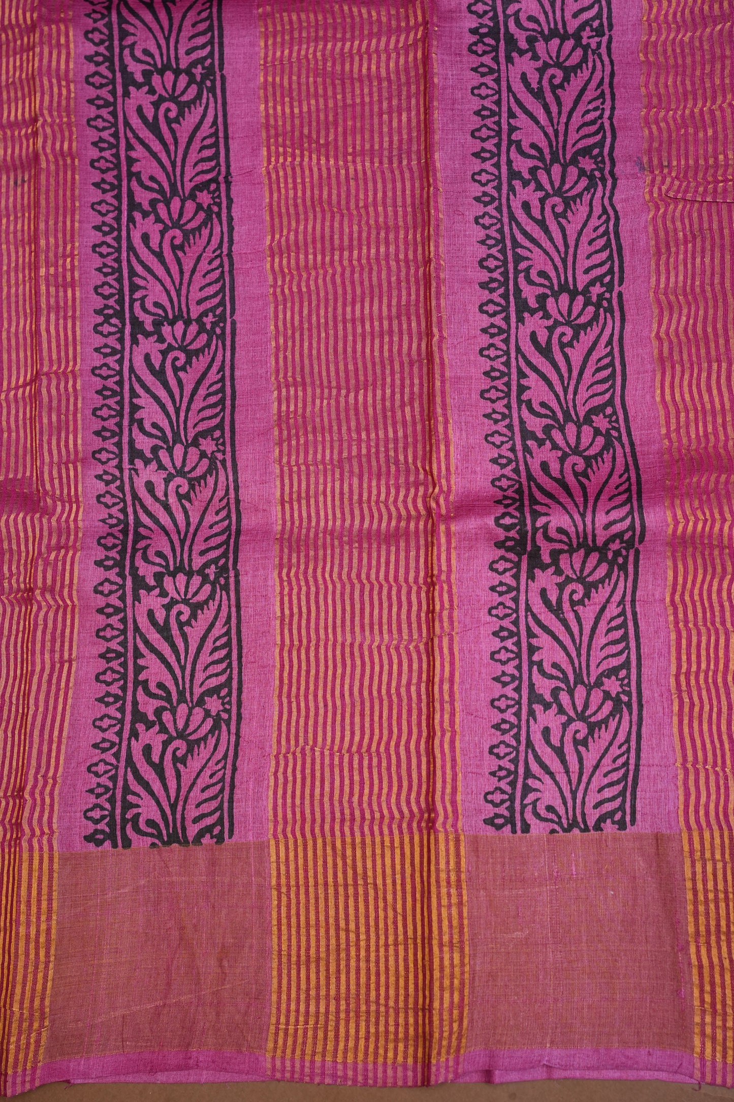 Geometric Patterned Pure Tussar Silk Saree-Pink|Silk Mark Certificate