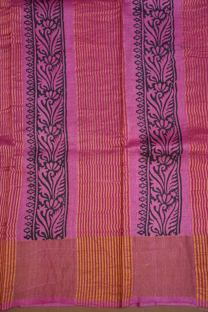 Geometric Patterned Pure Tussar Silk Saree-Pink|Silk Mark Certificate