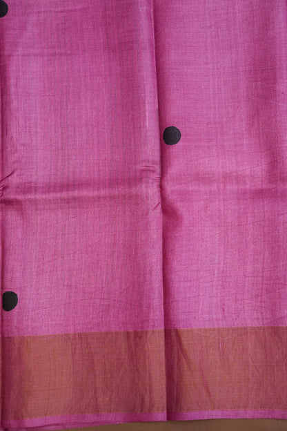 Geometric Patterned Pure Tussar Silk Saree-Pink|Silk Mark Certificate