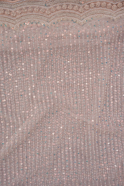 Party Wear Saree with All-Over Bead & Sequin Embellishments - Blush Nude
