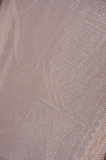 Party Wear Saree with All-Over Bead & Sequin Embellishments - Blush Nude