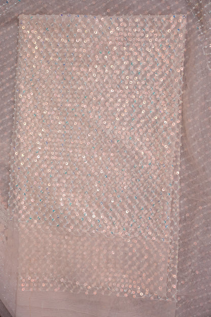 Party Wear Saree with All-Over Bead & Sequin Embellishments - Blush Nude