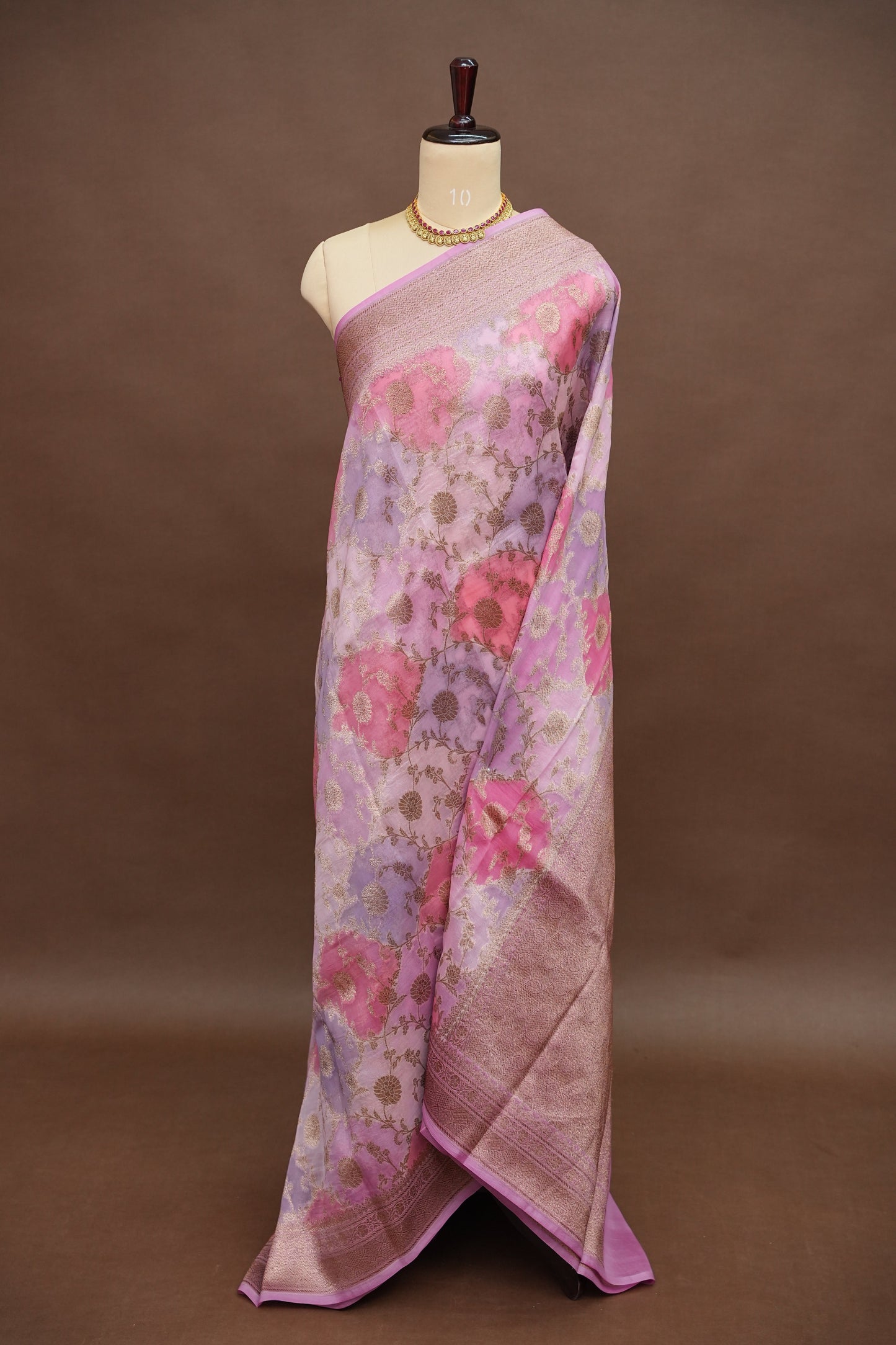 Pure Kora Banarasi Silk Saree in Blush Pink with Floral Jaal Weaving