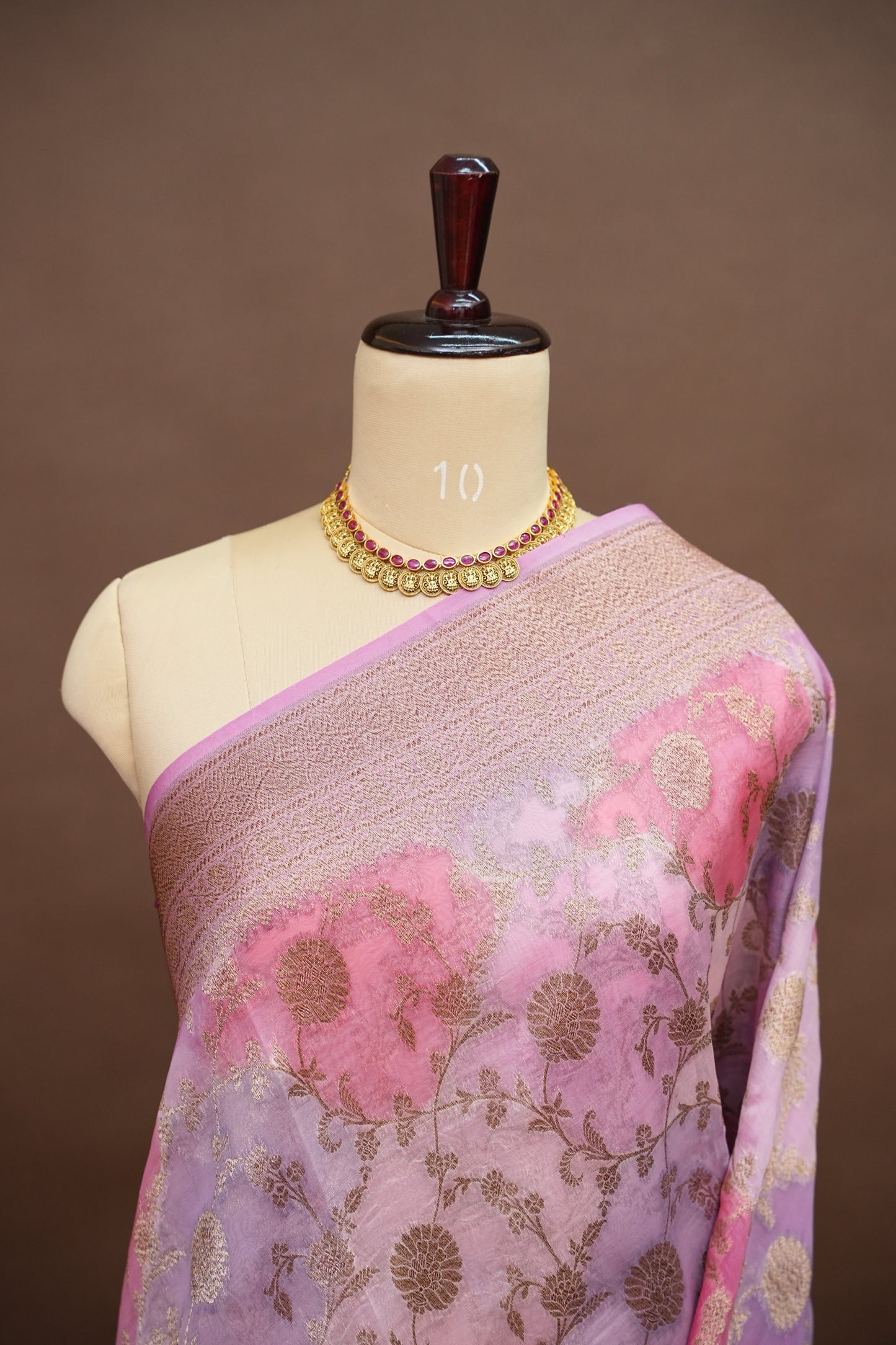Pure Kora Banarasi Silk Saree in Blush Pink with Floral Jaal Weaving