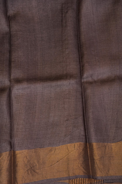 Geometric Patterned Pure Tussar Silk Saree-Multitoned|Silk Mark Certificate