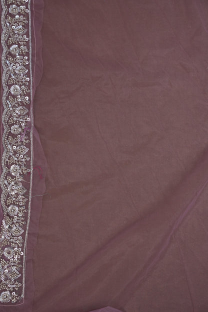 Party Wear Saree with Silver Bead & Sequin Embroidery - Blush Pink