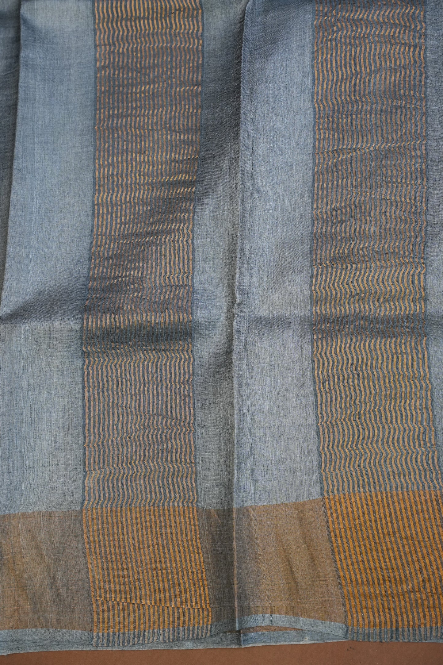 Geometric Patterned Pure Tussar Silk Saree-Grey|Silk Mark Certificate
