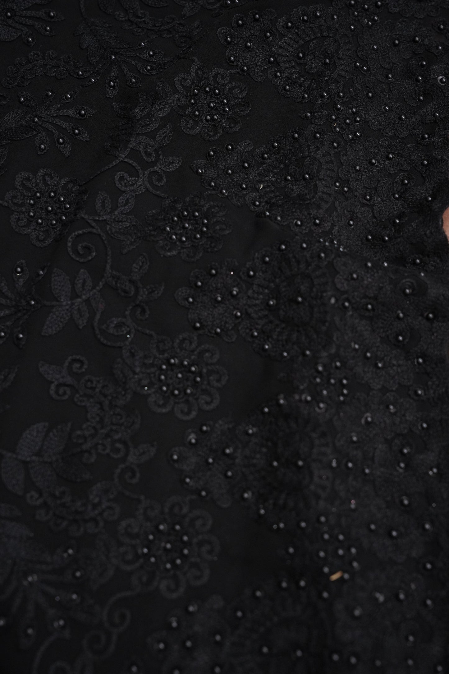 Party Wear Georgette Saree with Self-Tone Embroidery - Black
