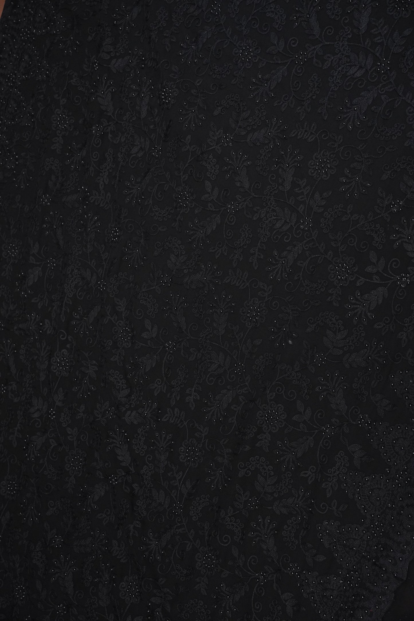 Party Wear Georgette Saree with Self-Tone Embroidery - Black