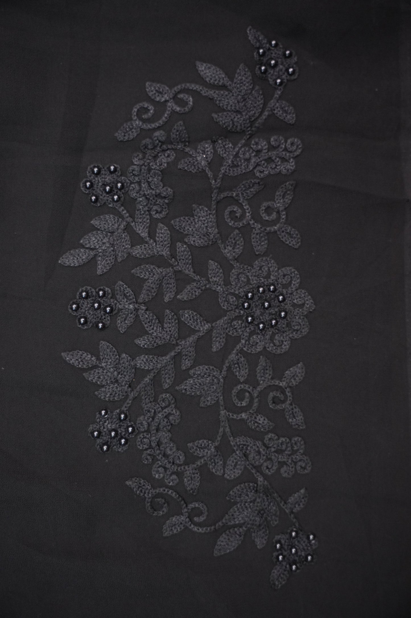 Party Wear Georgette Saree with Self-Tone Embroidery - Black