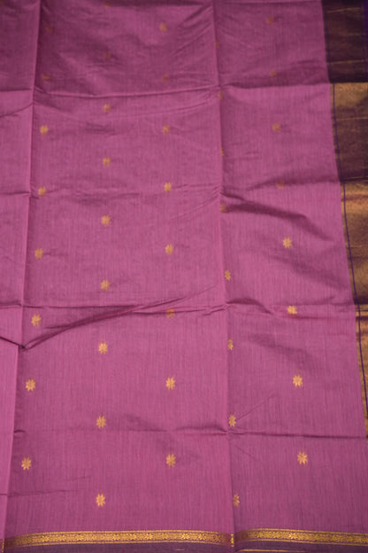 Semi Maheshwari Silk Cotton Saree – Dusty Rose & Purple