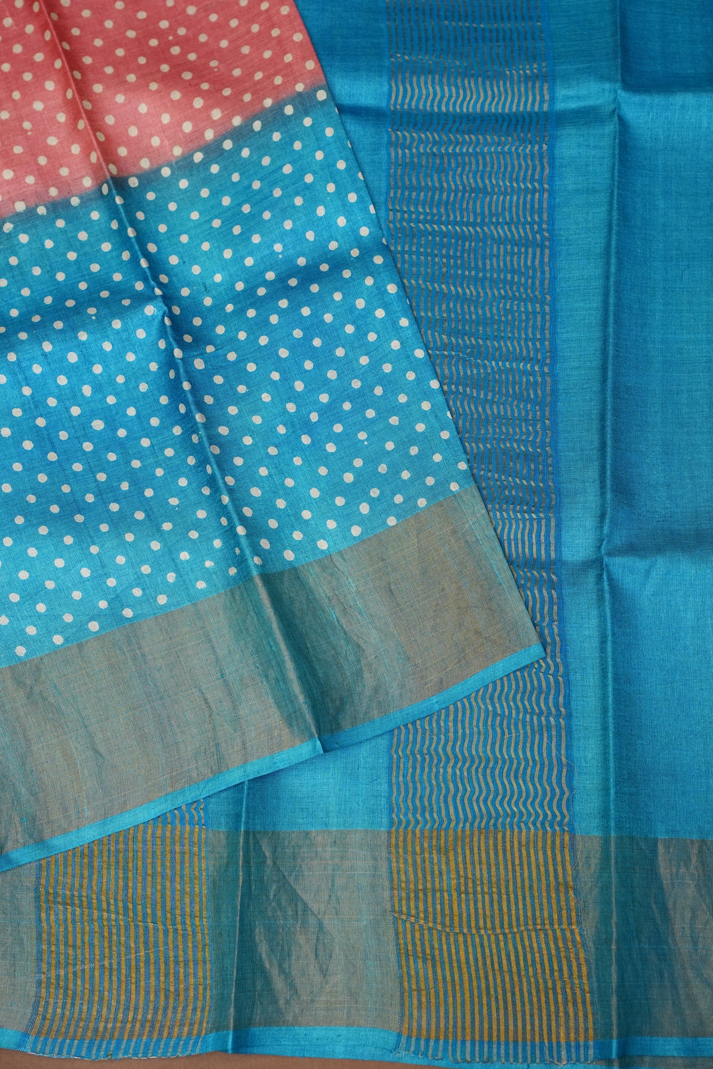 Geometric Patterned Pure Tussar Silk Saree-Pink|Silk Mark Certificate