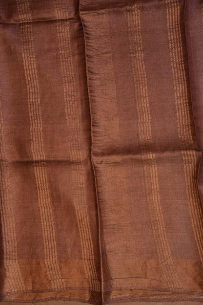 Floral Printed Pure Tussar Silk Saree-Half white|Silk Mark Certificate