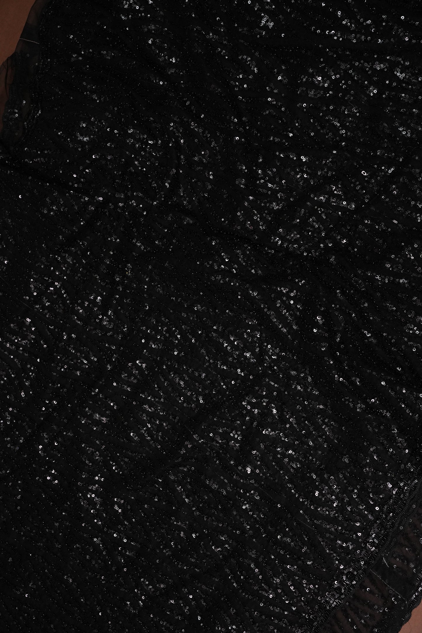 Party Wear Saree with Silver Bead & Sequin Embellishments - Black