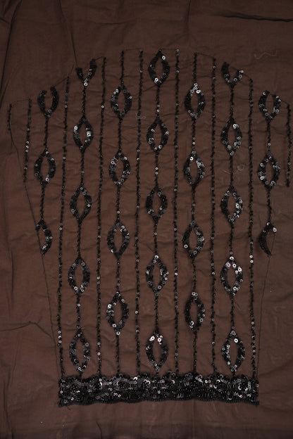 Party Wear Saree with Silver Bead & Sequin Embellishments - Black