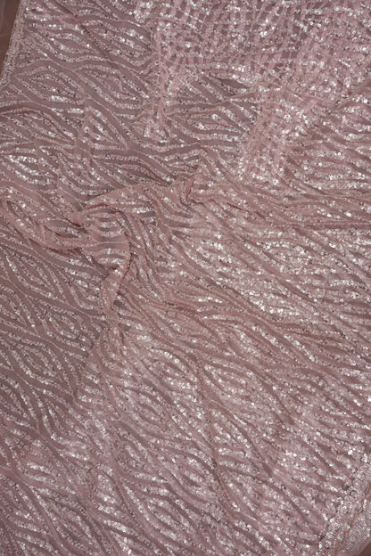Party Wear Saree with All-Over Silver Bead & Sequin Embellishments - Blush Pink