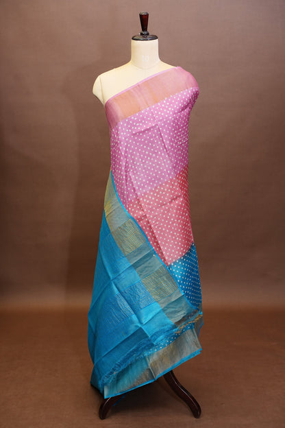 Geometric Patterned Pure Tussar Silk Saree-Pink|Silk Mark Certificate