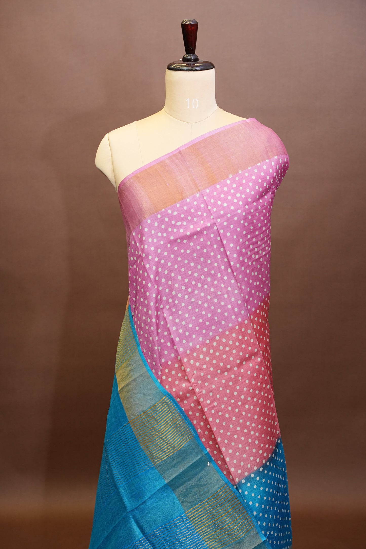 Geometric Patterned Pure Tussar Silk Saree-Pink|Silk Mark Certificate