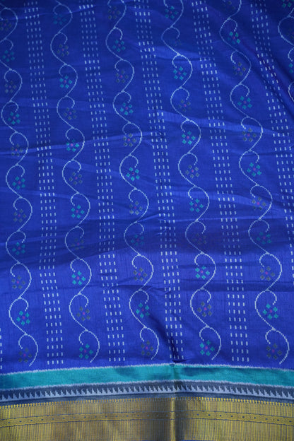 Royal Blue Semi Silk Saree with Elegant Ikat-Inspired Weaves & Designer Pallu