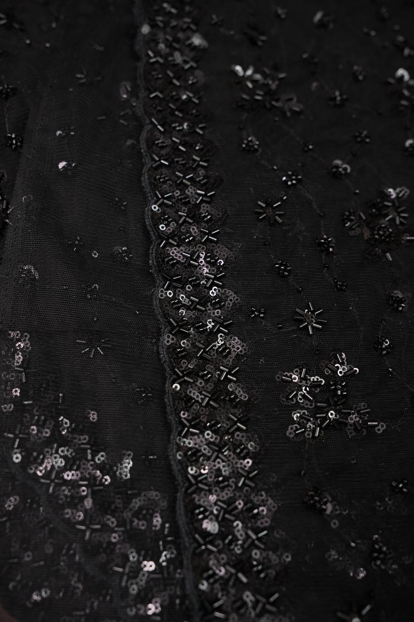 Party Wear Net Saree with Sequins & Ready to wear blouse - Black