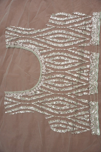 Party Wear Saree with Silver Bead & Sequin Embellishments - Mint Green