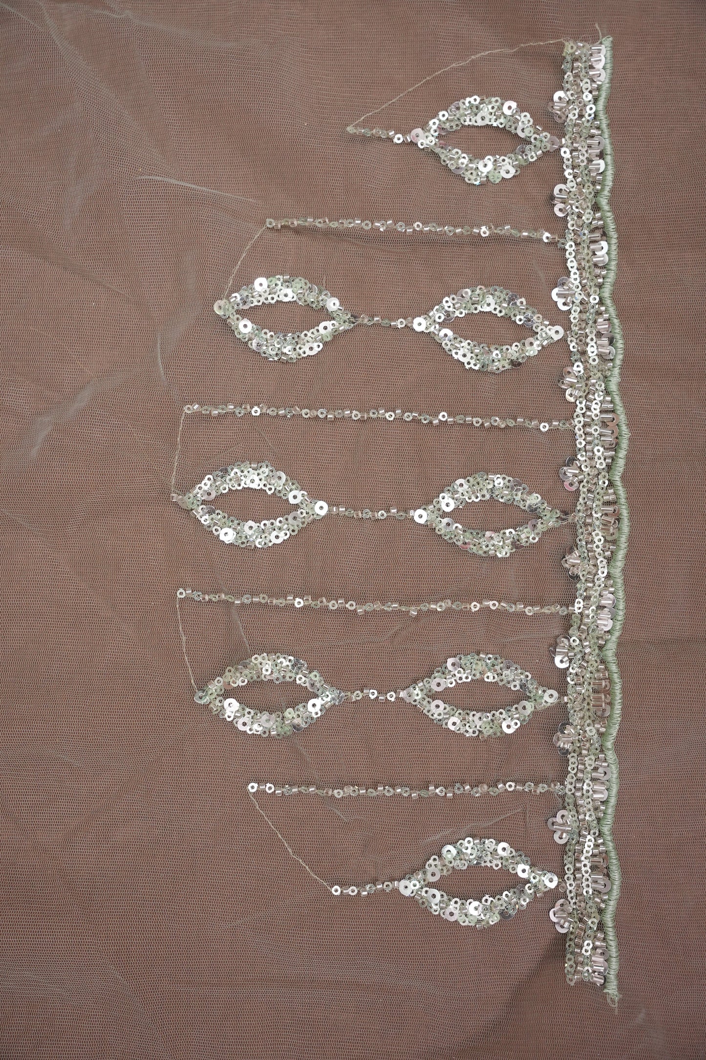 Party Wear Saree with Silver Bead & Sequin Embellishments - Mint Green