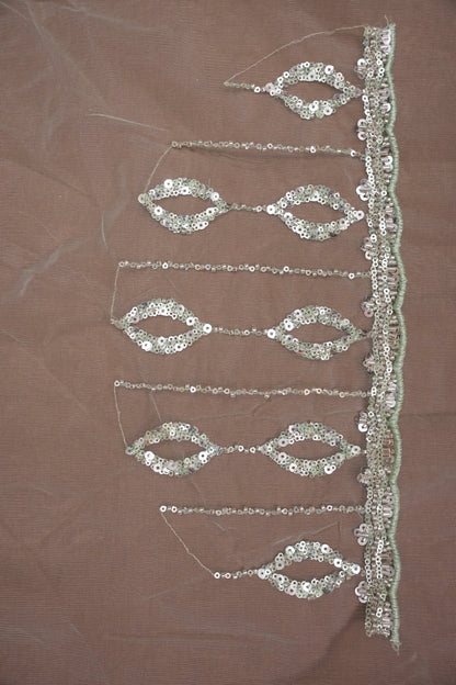 Party Wear Saree with Silver Bead & Sequin Embellishments - Mint Green