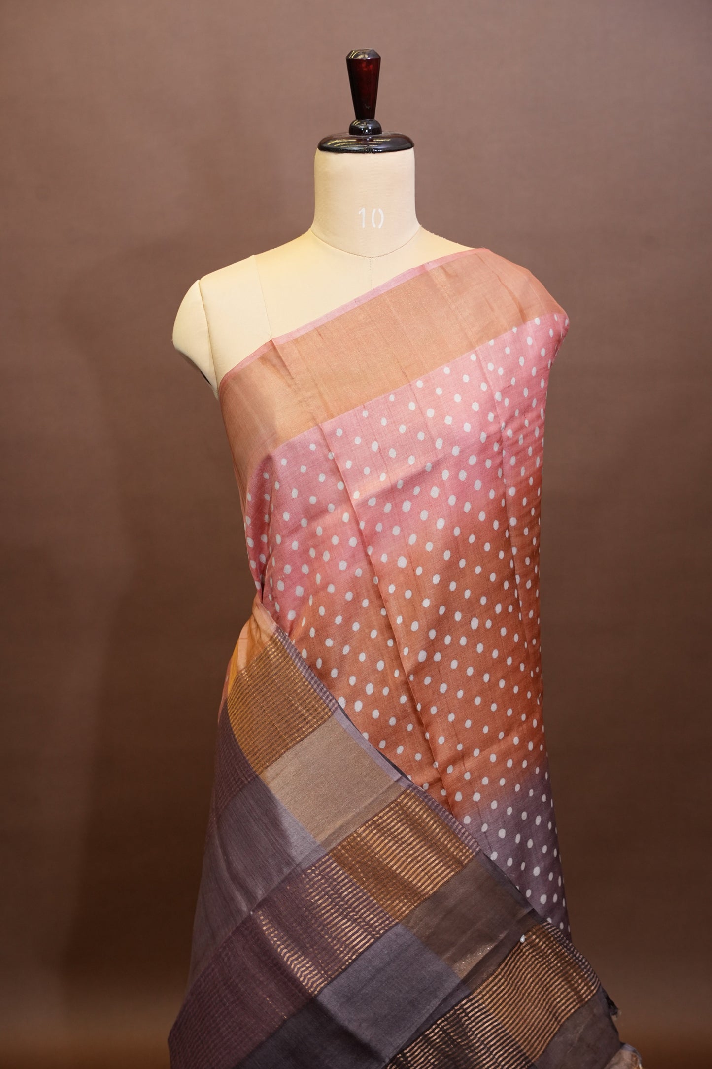 Geometric Patterned Pure Tussar Silk Saree-Multitoned|Silk Mark Certificate
