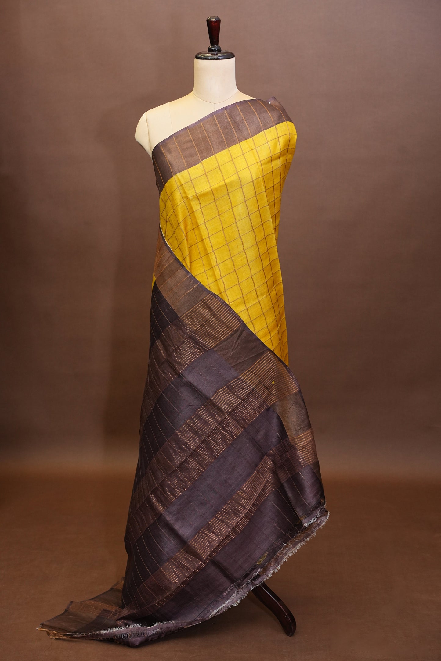 Pure Tussar Silk Saree with Handpainted Blouse-|Silk Mark Certified