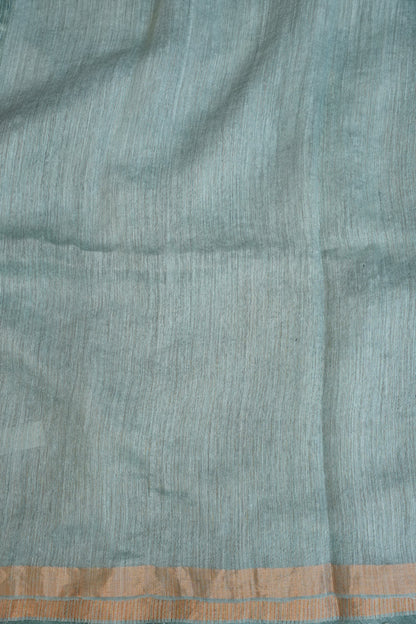 Muted Sea Green Pure Muslin Matka Silk Saree|Silk Mark Certified
