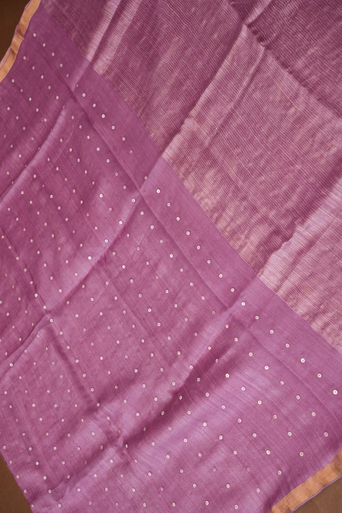 Mauve Pink Pure Muslin Pure Silk Saree|Silk Mark Certified