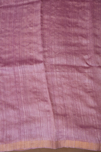 Mauve Pink Pure Muslin Pure Silk Saree|Silk Mark Certified