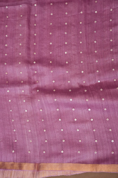Mauve Pink Pure Muslin Pure Silk Saree|Silk Mark Certified