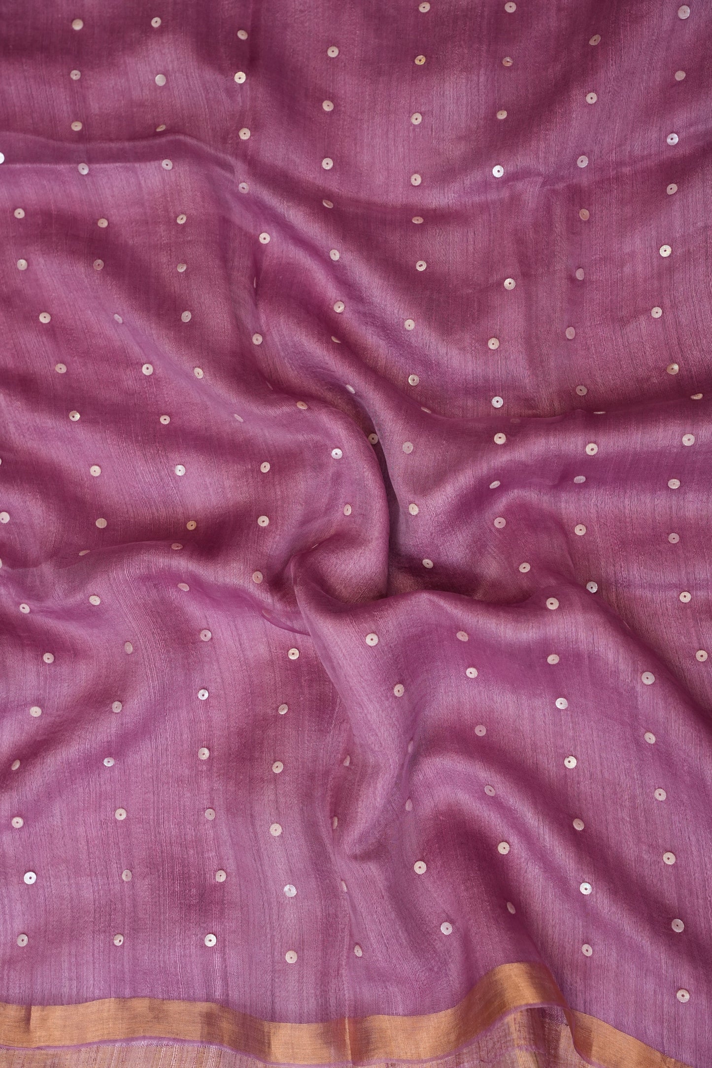 Mauve Pink Pure Muslin Pure Silk Saree|Silk Mark Certified
